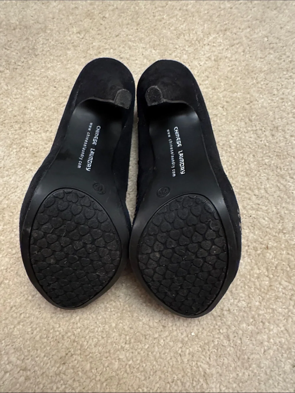 Chinese Laundry Black Sequin Peep-Toe Heels